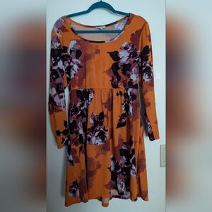 Orange And Purple Floral Skater Dress